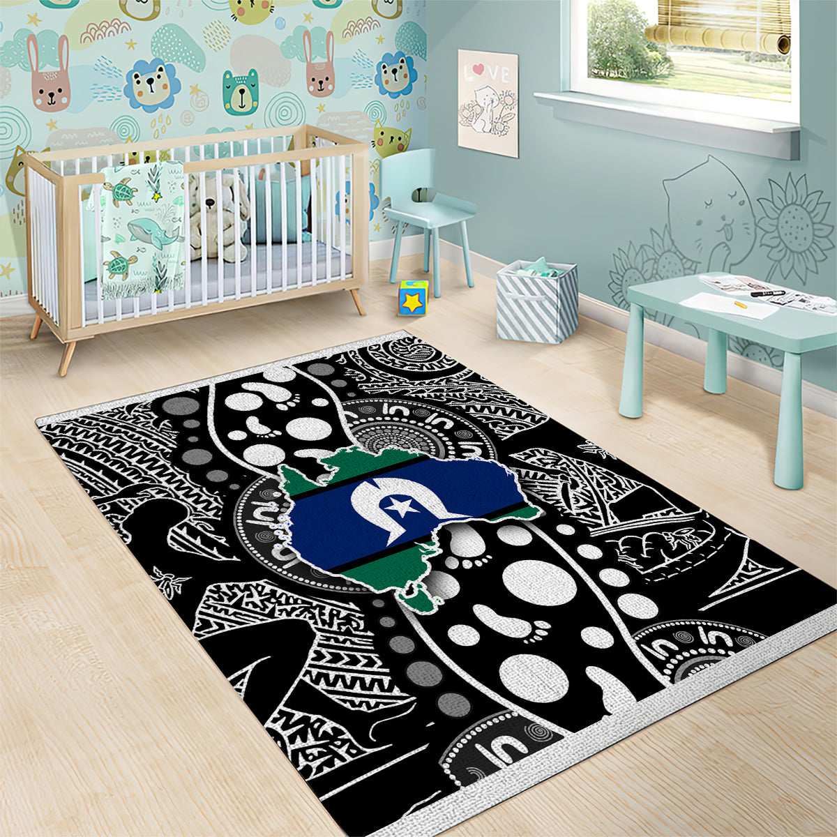 Torest Trait Islands Map Mix Aboriginal Pattern Area Rug