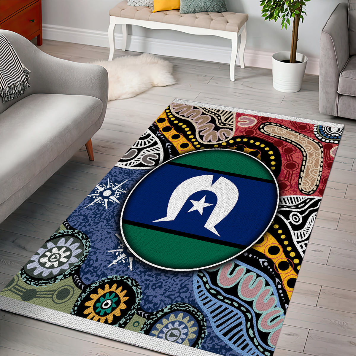 Torest Trait Islands Mix Aboriginal Pattern Area Rug