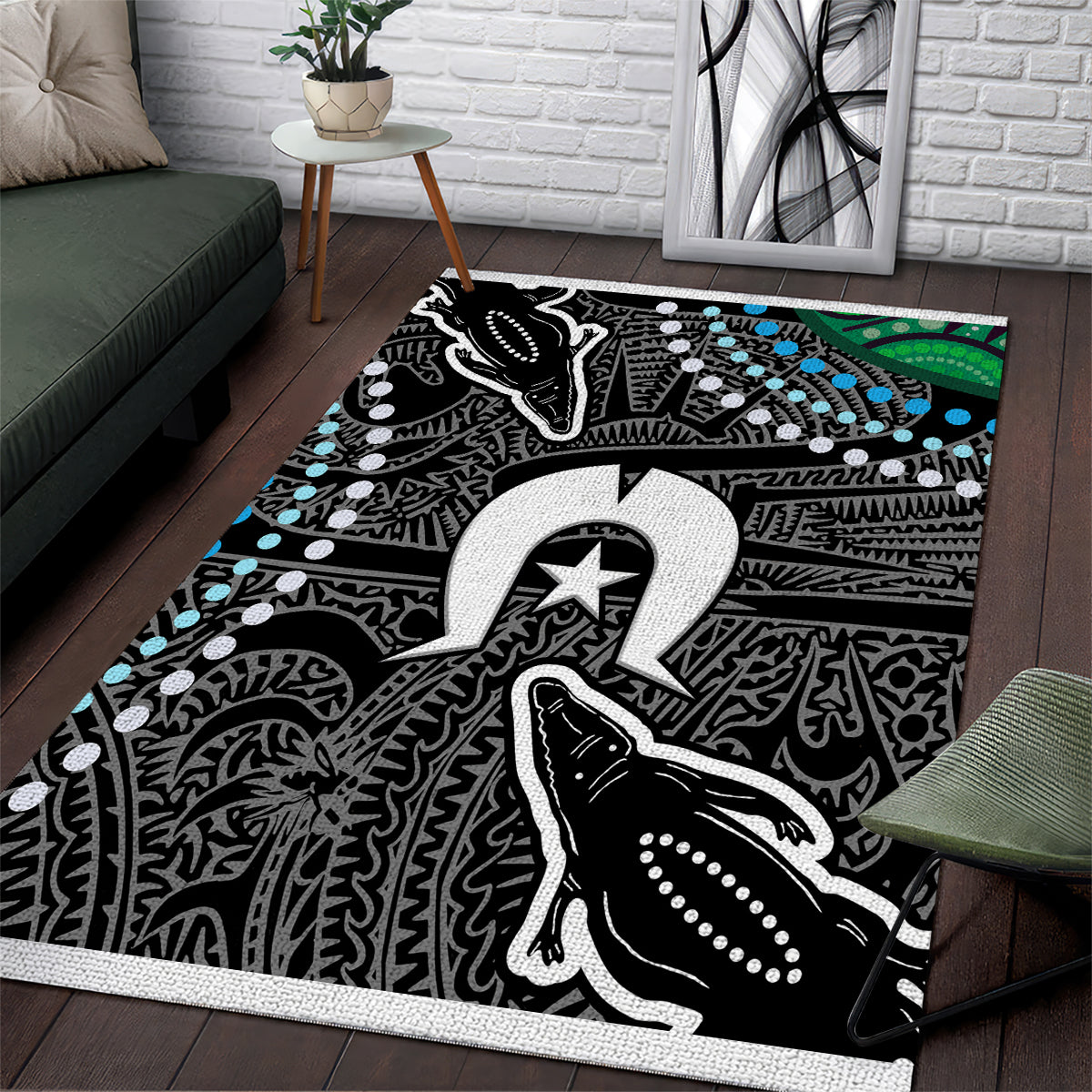 Torest Trait Islands Mix Crocodine Aboriginal Pattern Area Rug