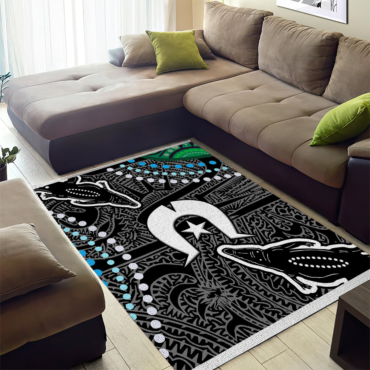 Torest Trait Islands Mix Crocodine Aboriginal Pattern Area Rug