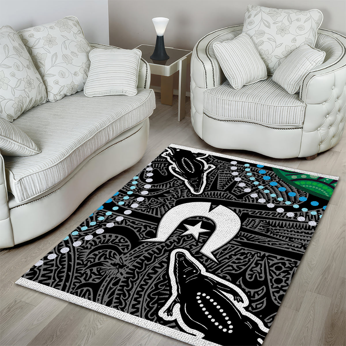 Torest Trait Islands Mix Crocodine Aboriginal Pattern Area Rug