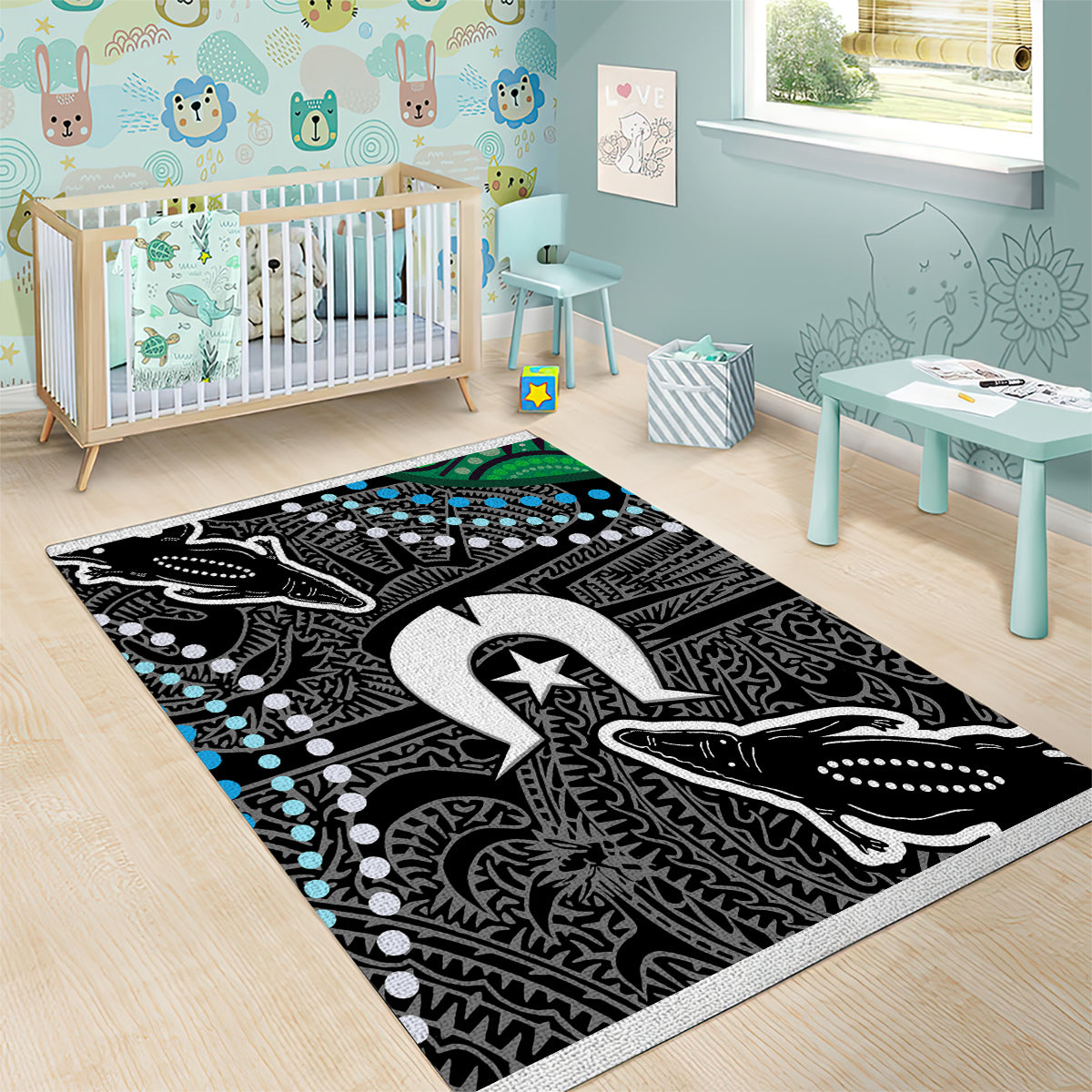 Torest Trait Islands Mix Crocodine Aboriginal Pattern Area Rug