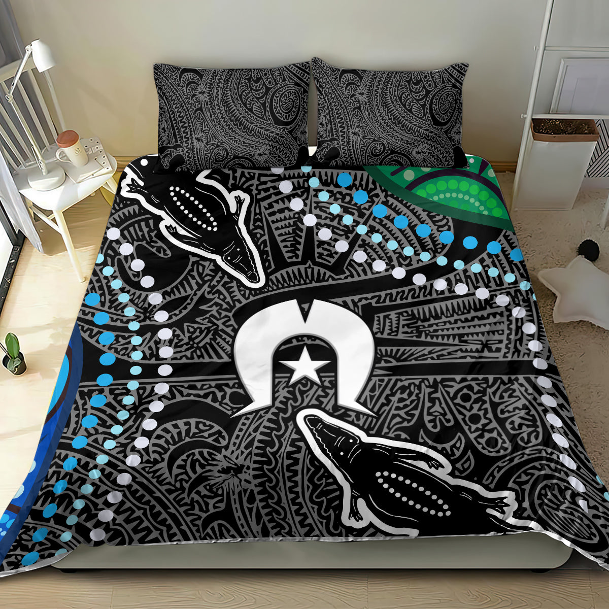 Torest Trait Islands Mix Crocodine Aboriginal Pattern Bedding Set