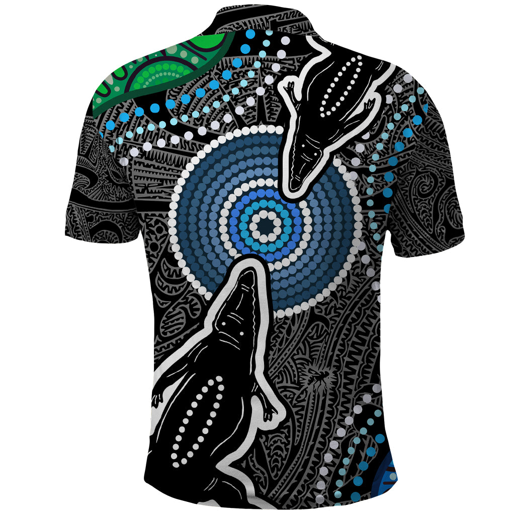 Torest Trait Islands Mix Crocodine Aboriginal Pattern Polo Shirt