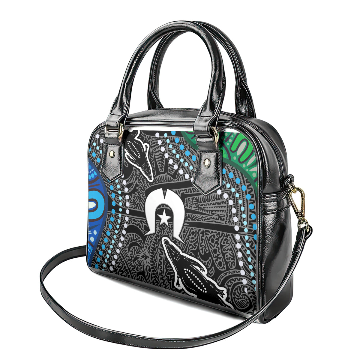 Torest Trait Islands Mix Crocodine Aboriginal Pattern Shoulder Handbag