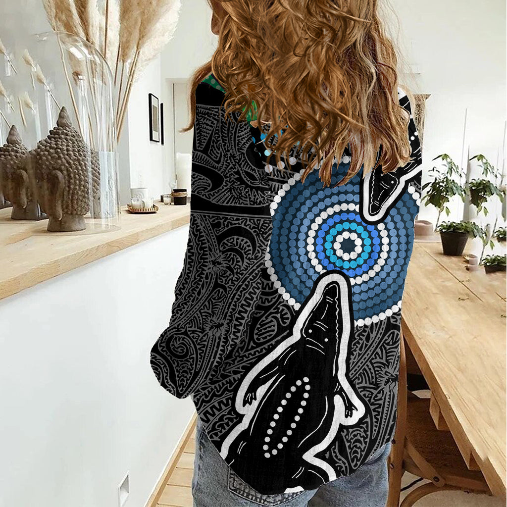 Torest Trait Islands Mix Crocodine Aboriginal Pattern Women Casual Shirt