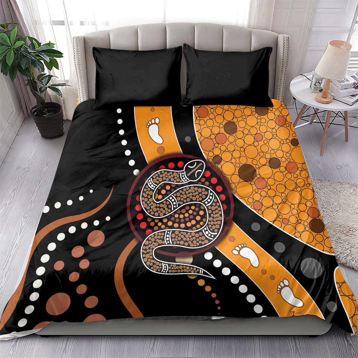 Aboriginal Snake Pattern Dot Art Bedding Set