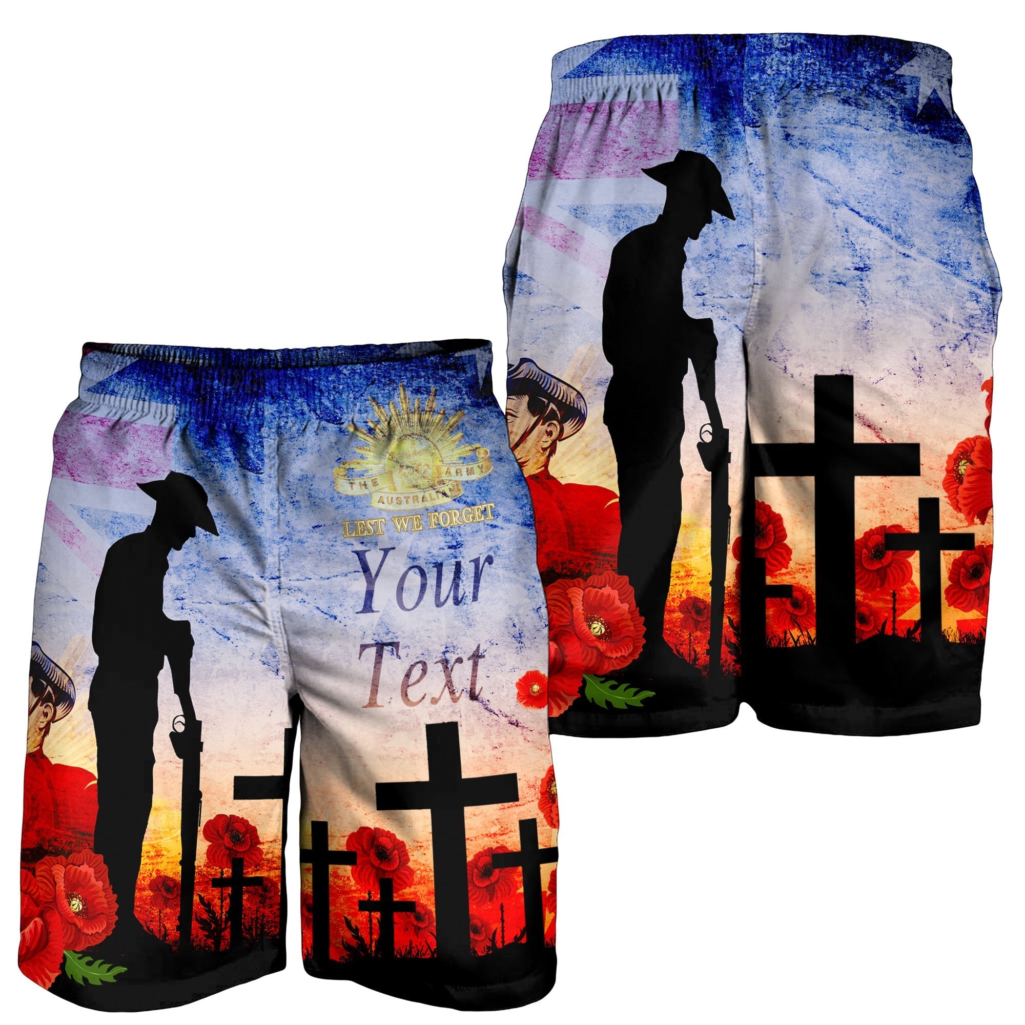 custom-anzac-mens-shorts-anzac-2020-lest-we-forget-the-australian-army