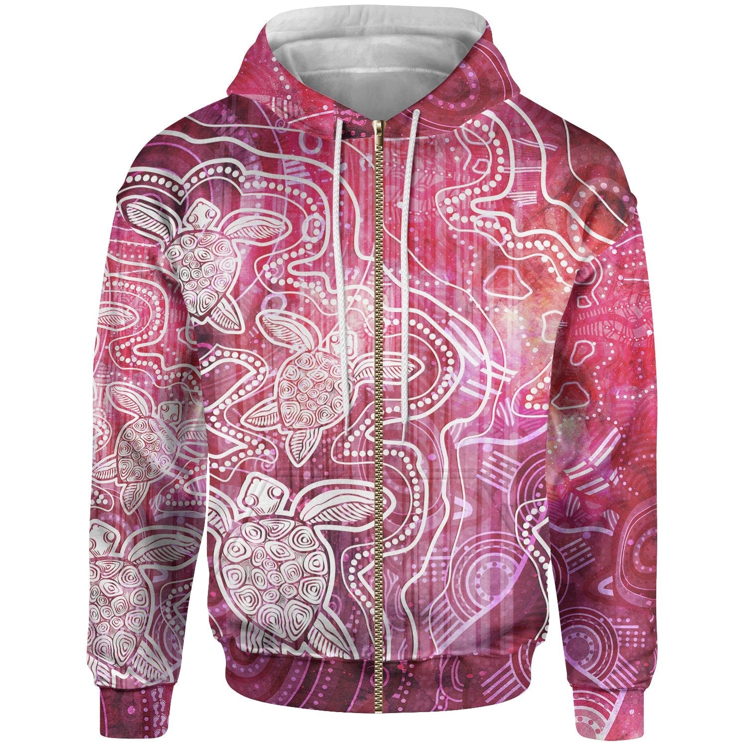 aboriginal-hoodie-sea-turtle-with-indigenous-patterns-pink