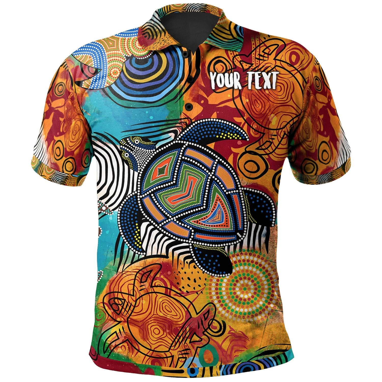 aboriginal-personalised-polo-shirt-turtle-indigenous-art