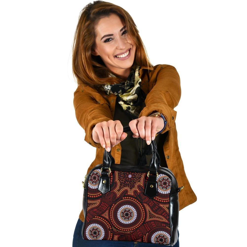 Aboriginal Shoulder Handbag - Aboriginal Human Dot Painting Art - Vibe Hoodie