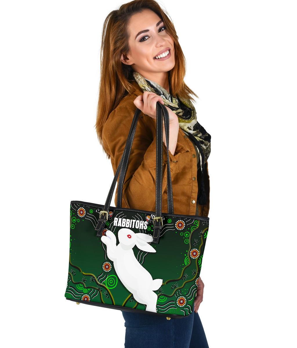 rabbitohs-small-leather-tote-bags-simple-indigenous