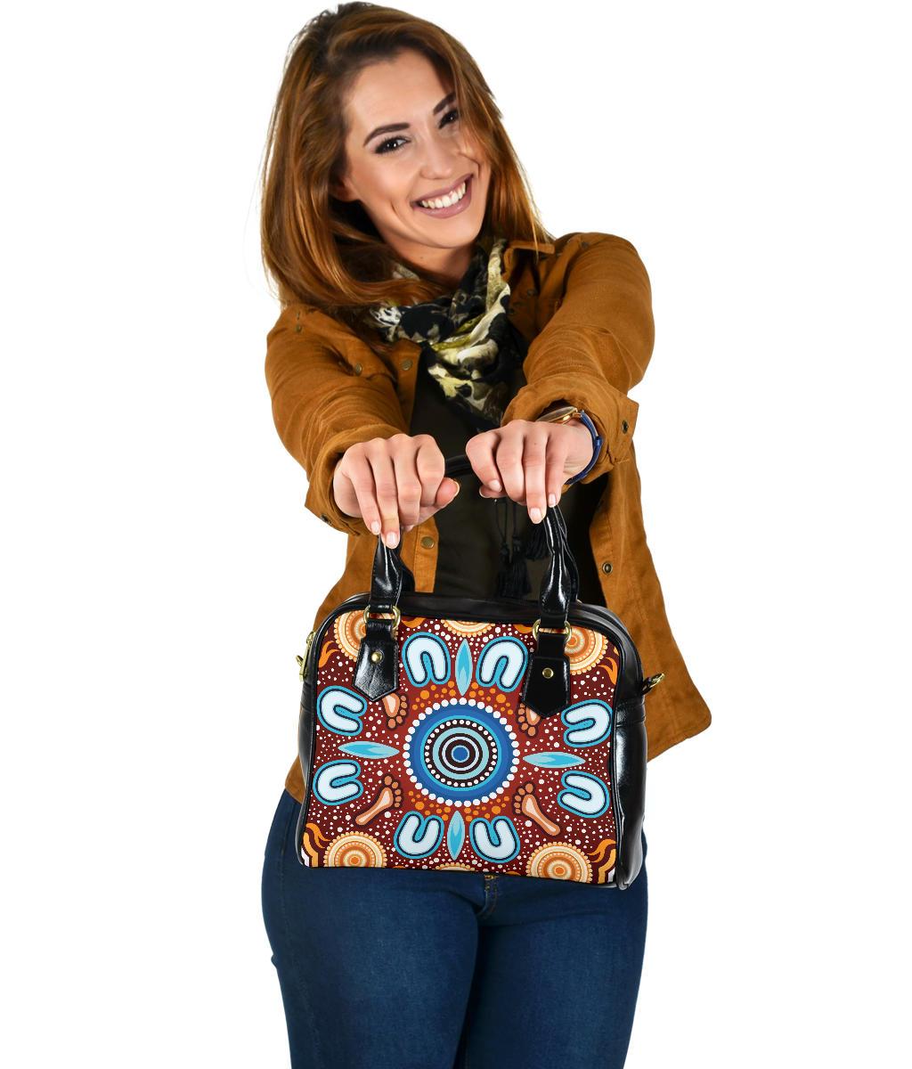 Shoulder Handbag - Indigenous Circle Dot Painting Ver02 - Vibe Hoodie