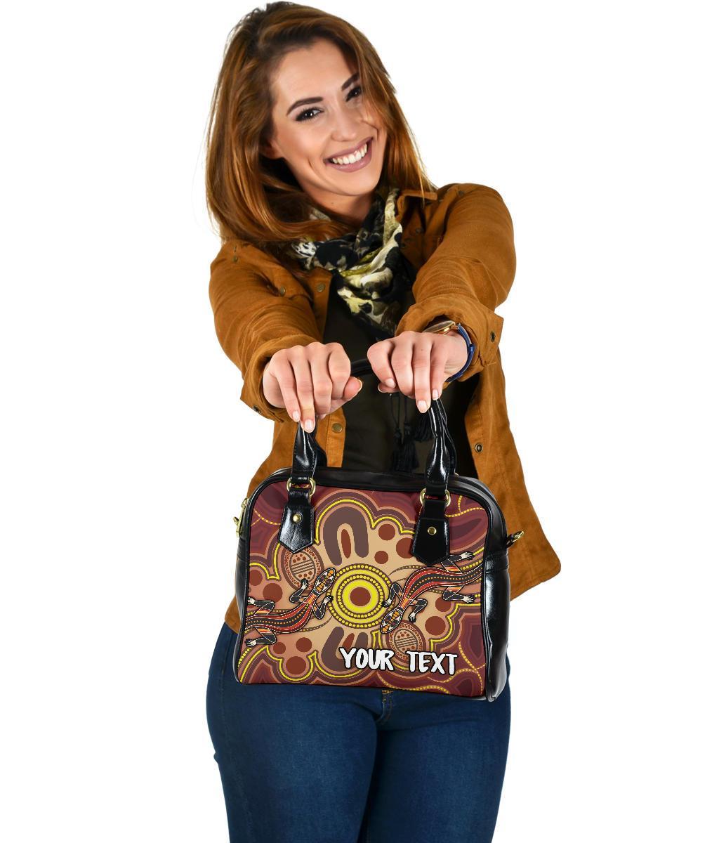 [Custom] Aboriginal Shoulder Handbag, Indigenous Lizard Dot Painting Art - Vibe Hoodie