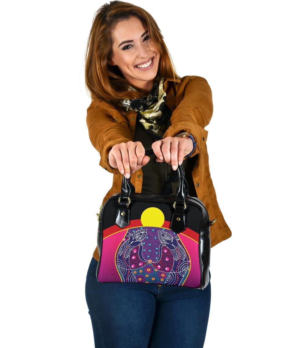 Shoulder Handbag - Aboriginal Sublimation Dot Pattern Style (Violet) - Vibe Hoodie