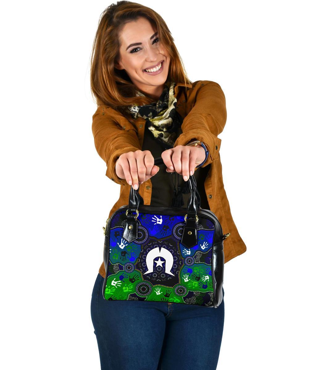 Aboriginal Shoulder Handbag   - Torres Strait Symbol With Indigenous Patterns - Vibe Hoodie