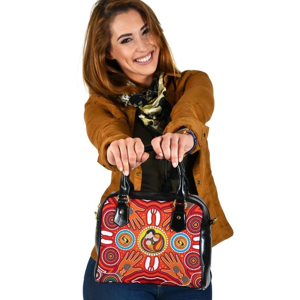 Shoulder Handbags - Aboriginal Family With Dot Painting art - Vibe Hoodie