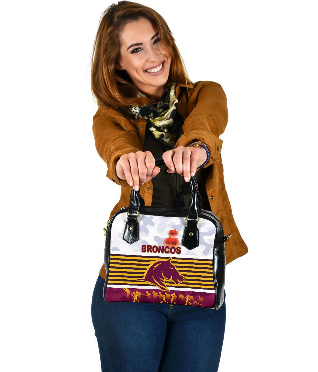 Brisbane Broncos Shoulder Handbag Anzac Day Simple Style - White - Vibe Hoodie