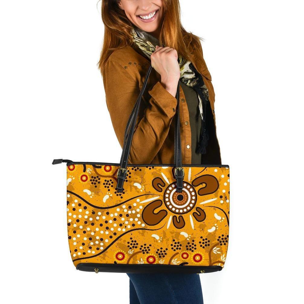 large-leather-tote-bag-aboriginal-art-in-spring-style