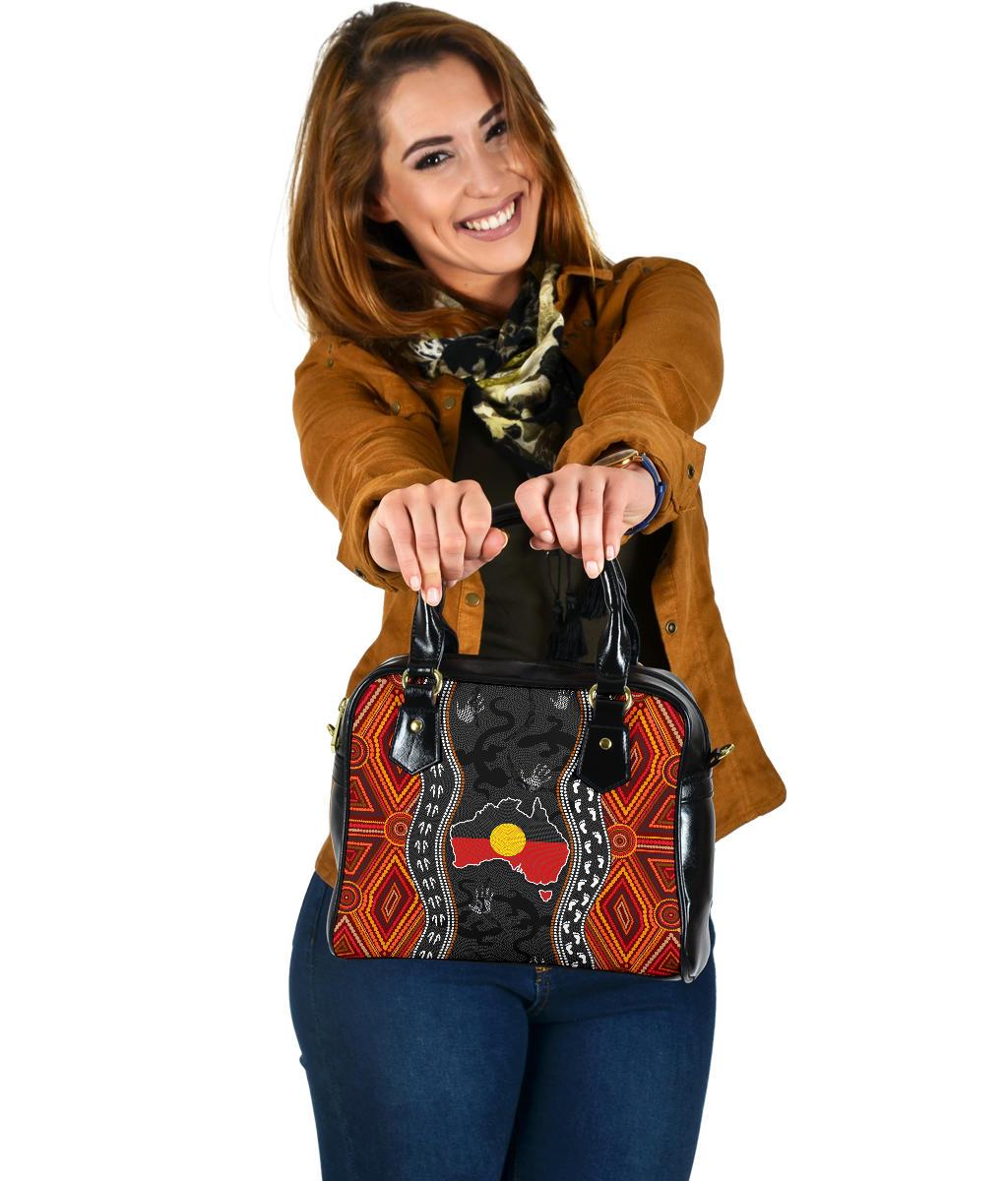 Aboriginal Shoulder Handbag - Australia Indigenous Map - Vibe Hoodie