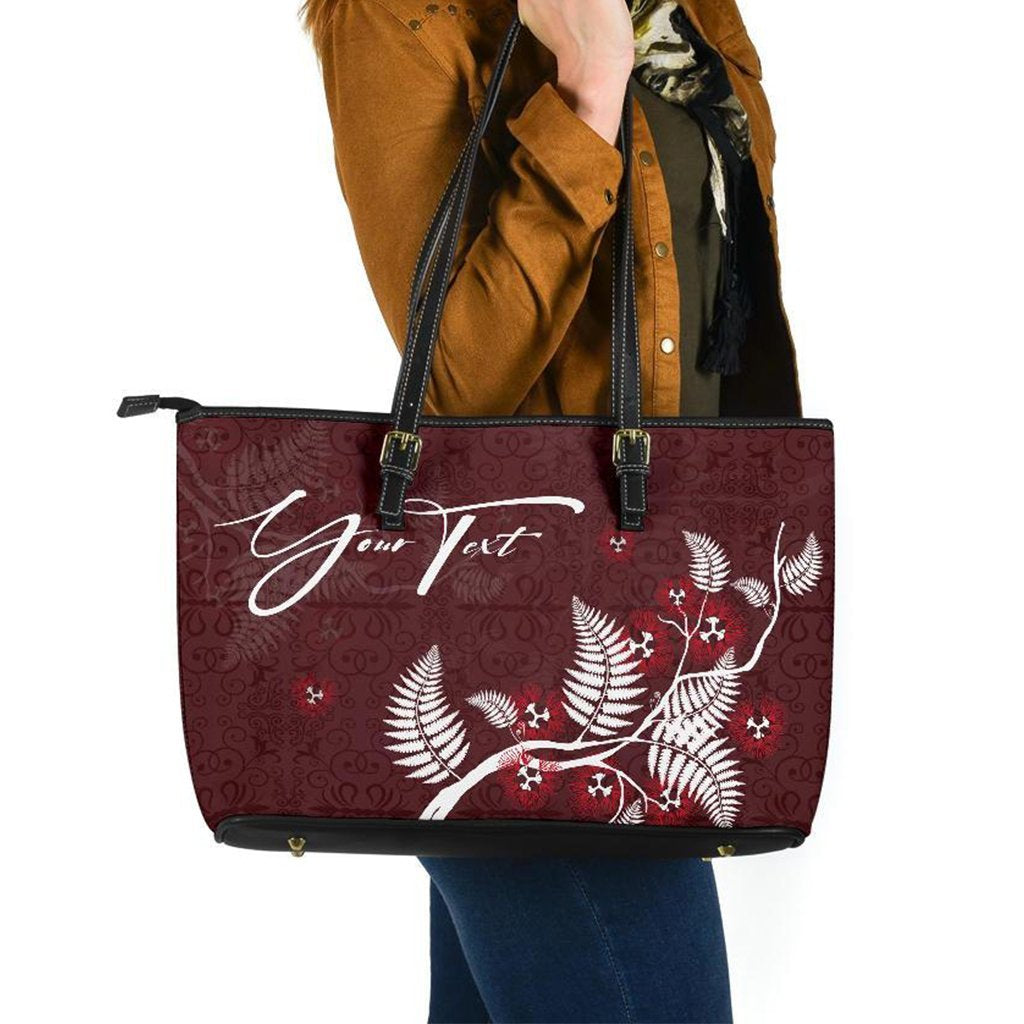 signature-custom-pohutukawa-silver-fern-leather-tote-bag-red