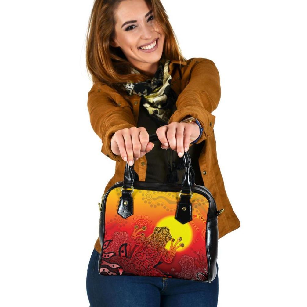 Aboriginal Shoulder Handbag - Indigenous Frog (Red) - Vibe Hoodie