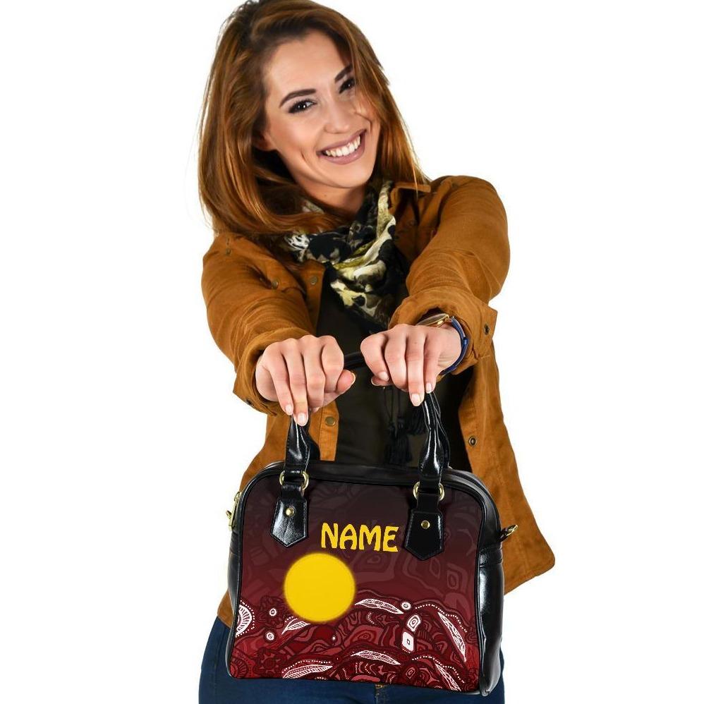 [Custom Text] Aboriginal Shoulder Handbag - Red Landscape - Vibe Hoodie