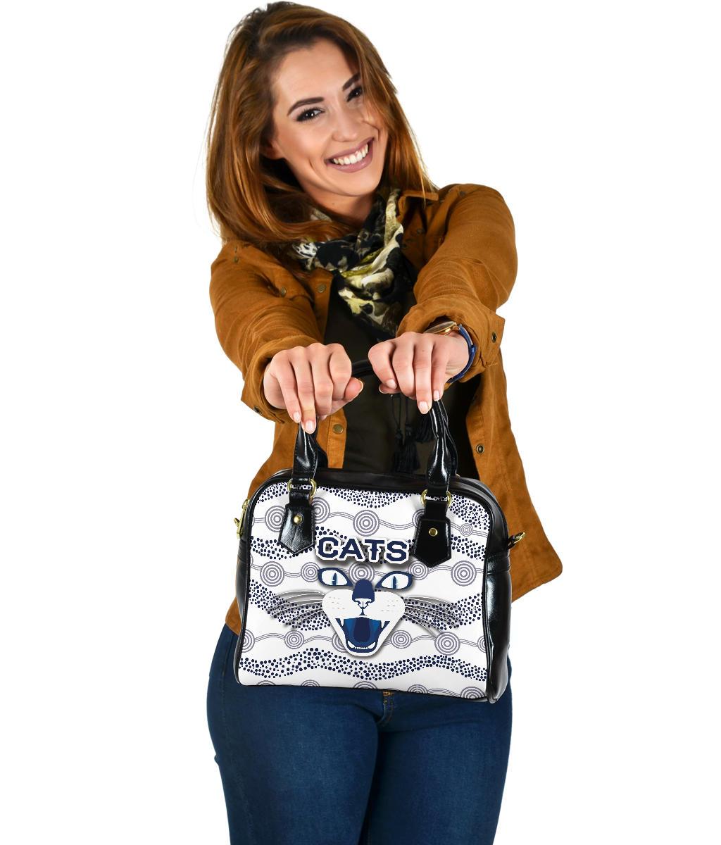 Geelong Shoulder Handbag Cats Indigenous - White - Vibe Hoodie