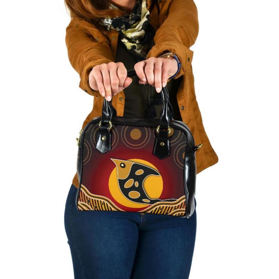 Shoulder Handbag - Aboriginal Dot Patterns Fish - Vibe Hoodie