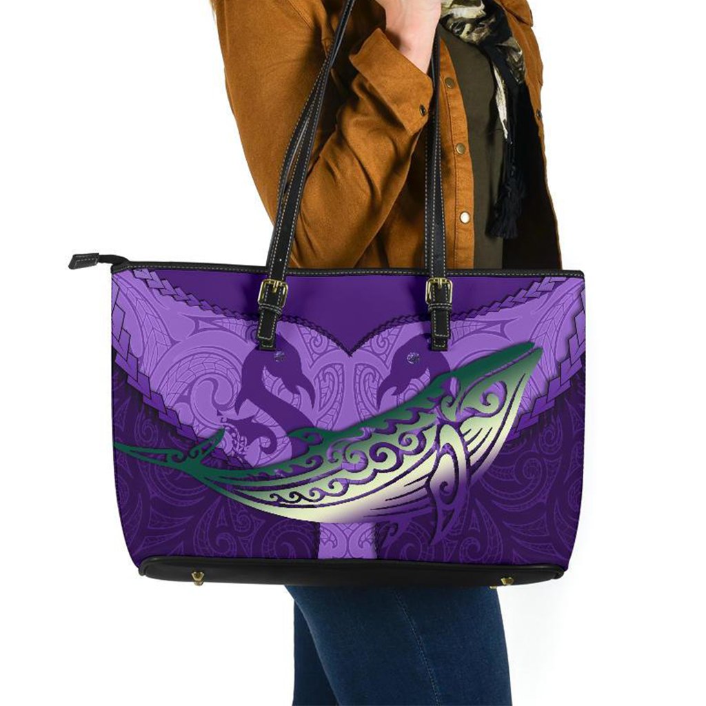 maori-manaia-whales-gods-of-the-sea-leather-tote-bag-purple