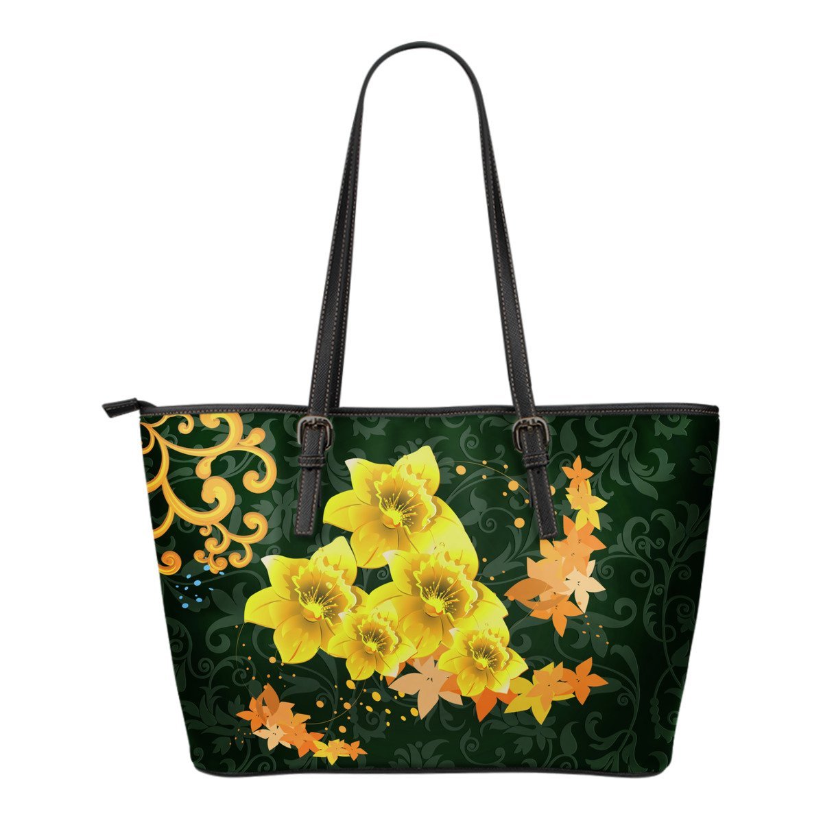 wales-daffodil-pattern-01-small-leather-tote-bag