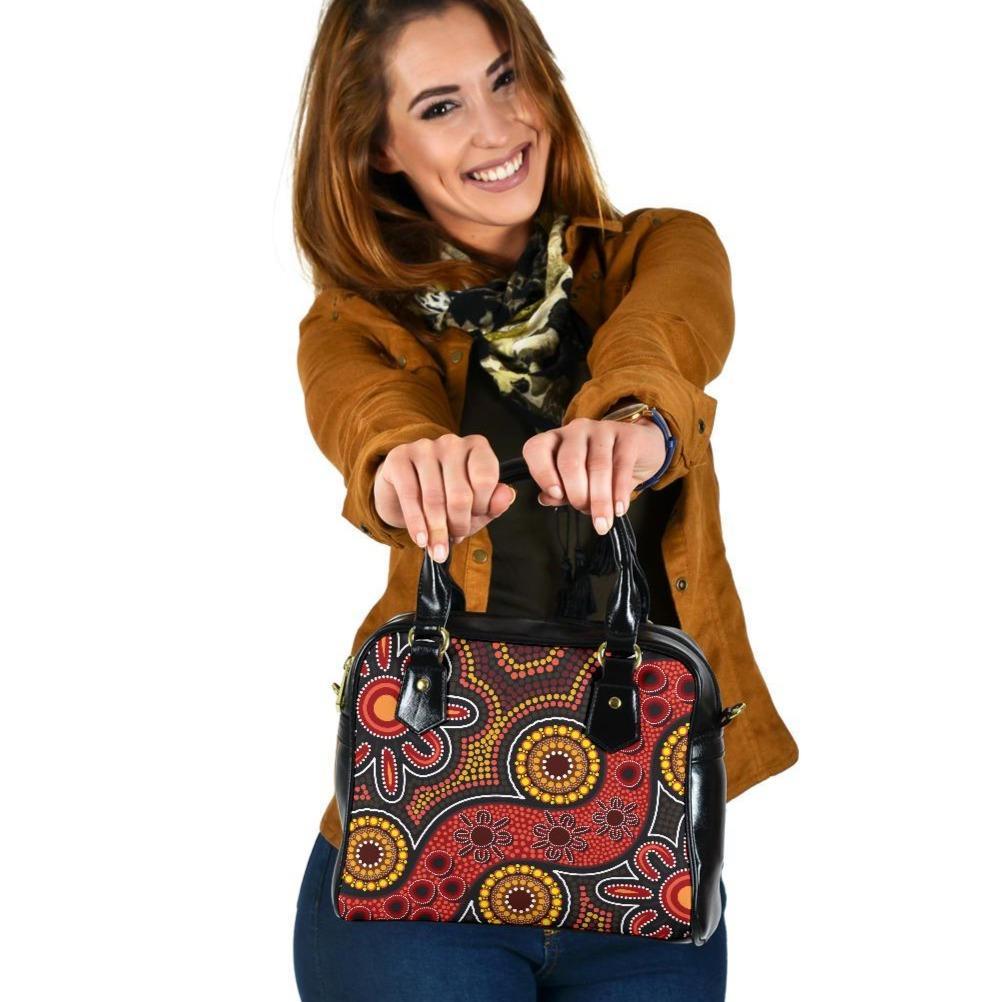 Aboriginal Shoulder Handbag - Indigenous Circle Dot Painting Style- - Vibe Hoodie