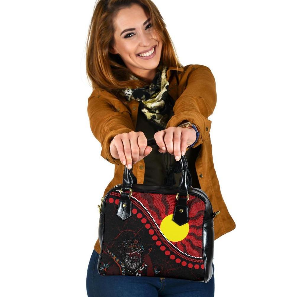 Aboriginal Shoulder Handbag - Indigenous People And Sun - Vibe Hoodie