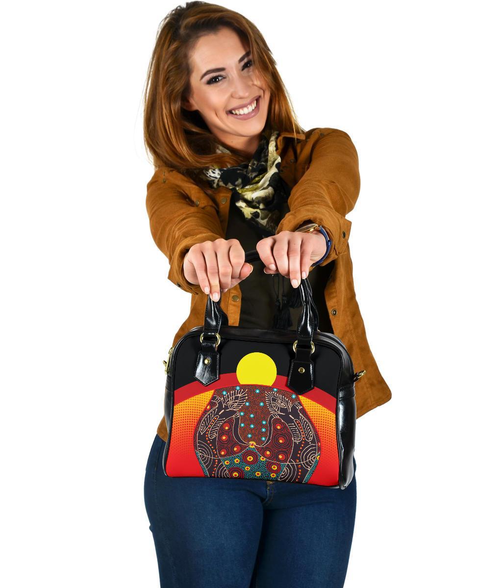 Shoulder Handbag - Aboriginal Sublimation Dot Pattern Style (Red) - Vibe Hoodie