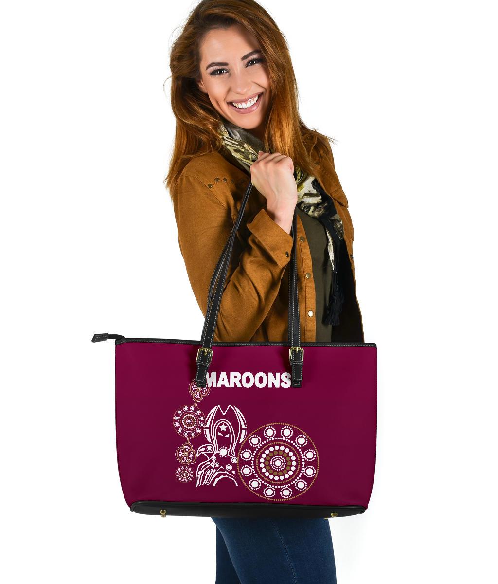 queensland-large-leather-tote-bag-maroons-simple-indigenous