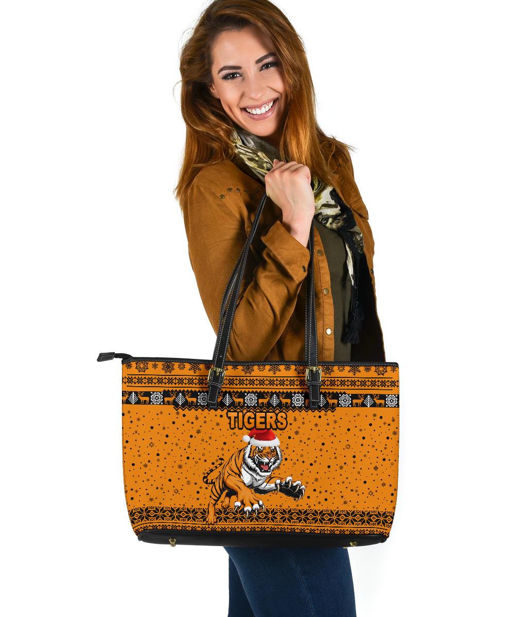 wests-christmas-large-leather-tote-tigers-unique-vibes-orange