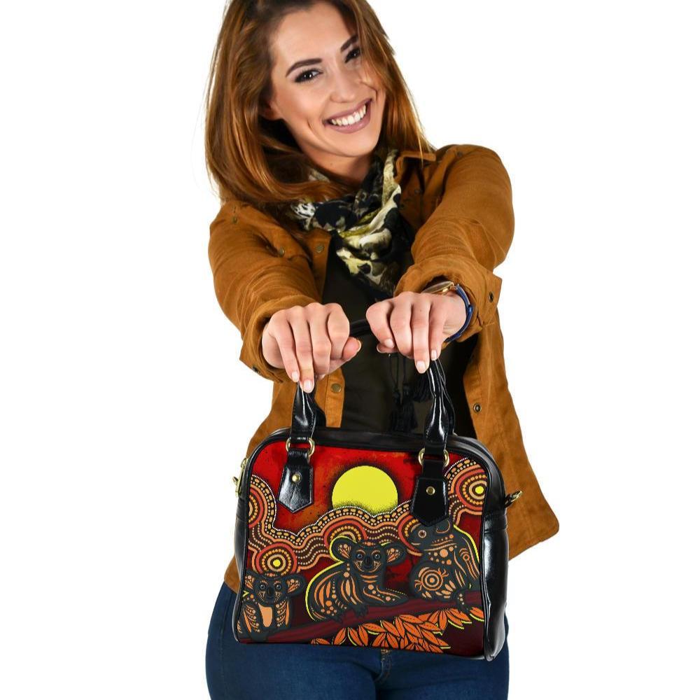 Aboriginal Shoulder Handbag - Australian Indigenous Koala - Vibe Hoodie