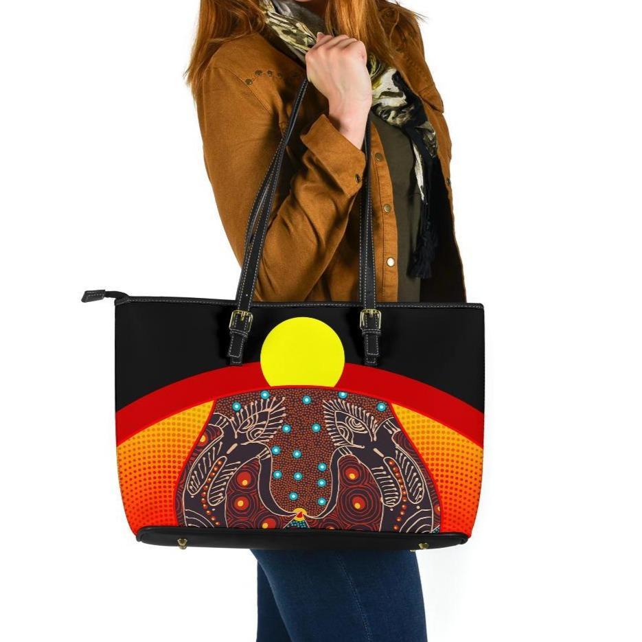 leather-tote-bag-aboriginal-sublimation-dot-pattern-style-red