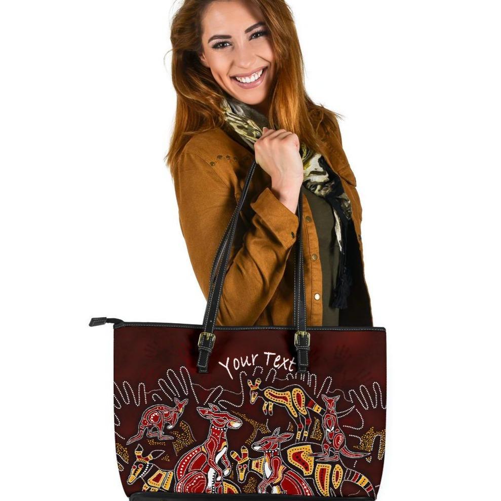 custom-aboriginal-leather-tote-bag-kangaroo-family-with-hand-art