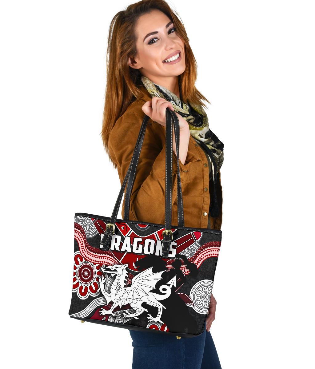 dragons-small-leather-tote-bag-st-george-indigenous-black