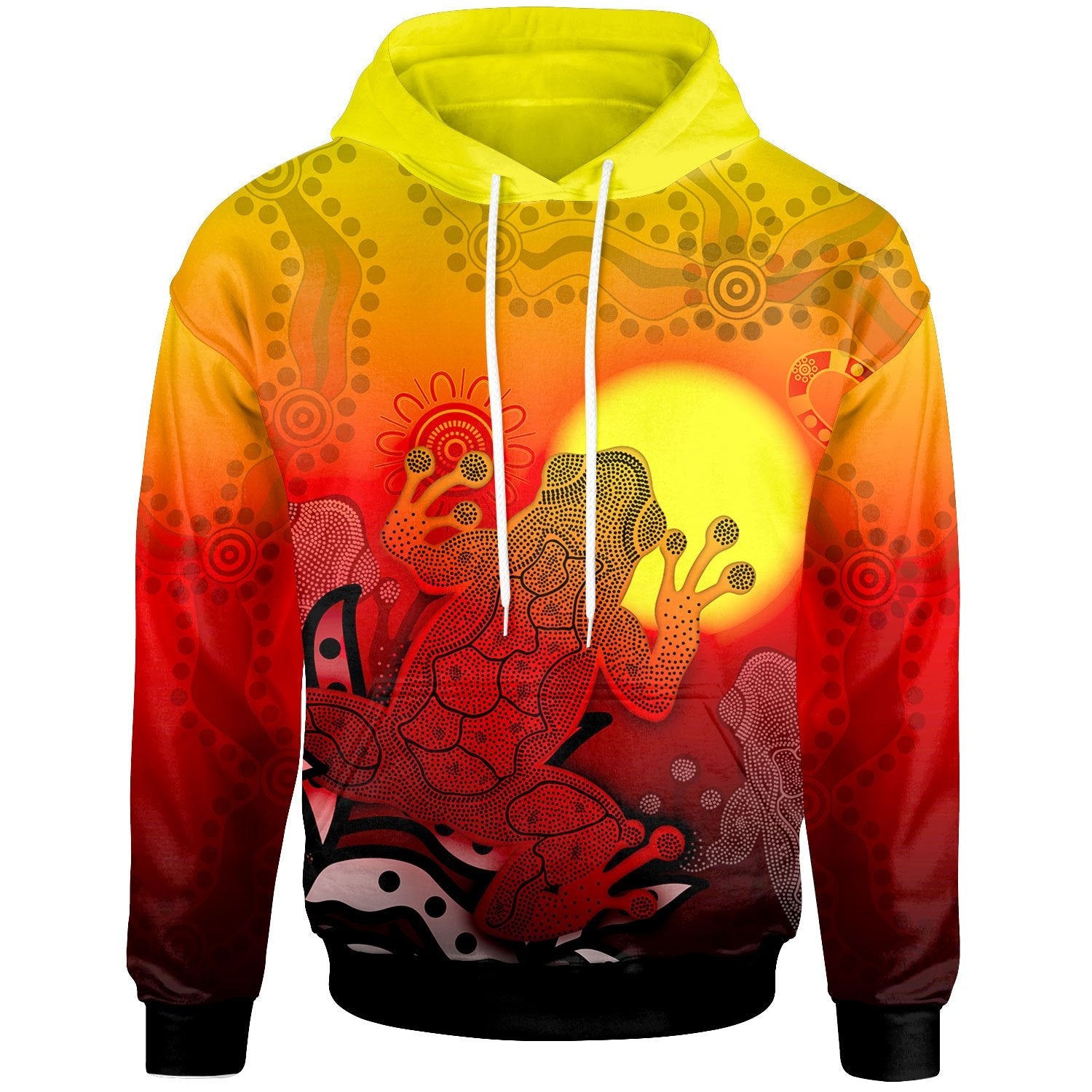 aboriginal-hoodie-indigenous-frog-red