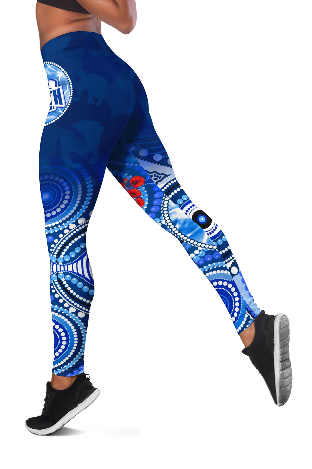 kangaroos-anzac-2022-women-leggings-north-melbourne-football-aboriginal-poppy-flowers