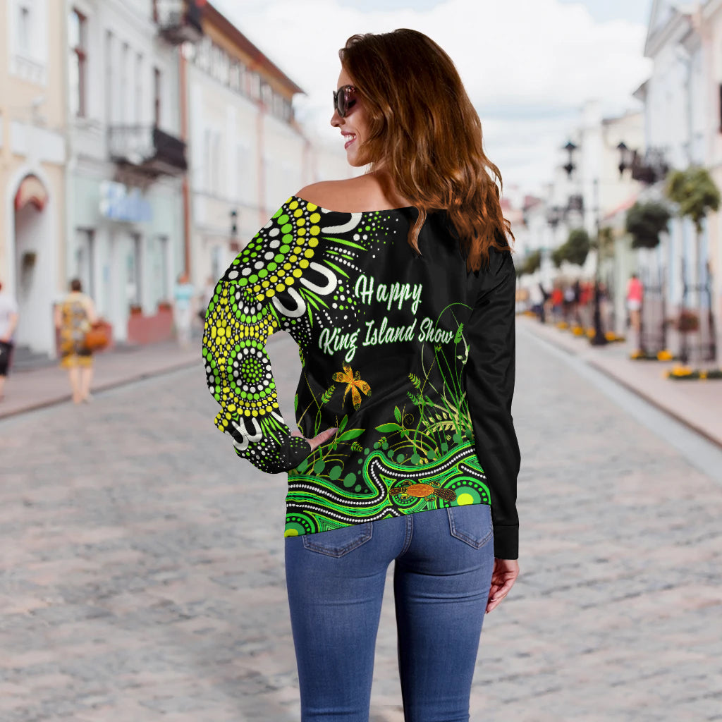 custom-personalised-happy-king-island-show-off-shoulder-sweater-aboriginal-tasmania-australia