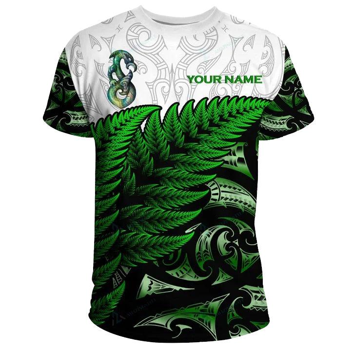 custom-personalised-aotearoa-sherpa-t-shirt-maori-fern-green