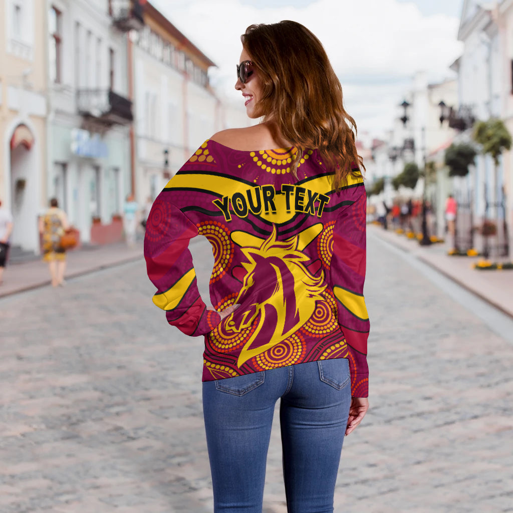 (Custom Personalised) Broncos NAIDOC Week 2022 Women Off Shoulder Sweater Aboriginal Get Up LT13