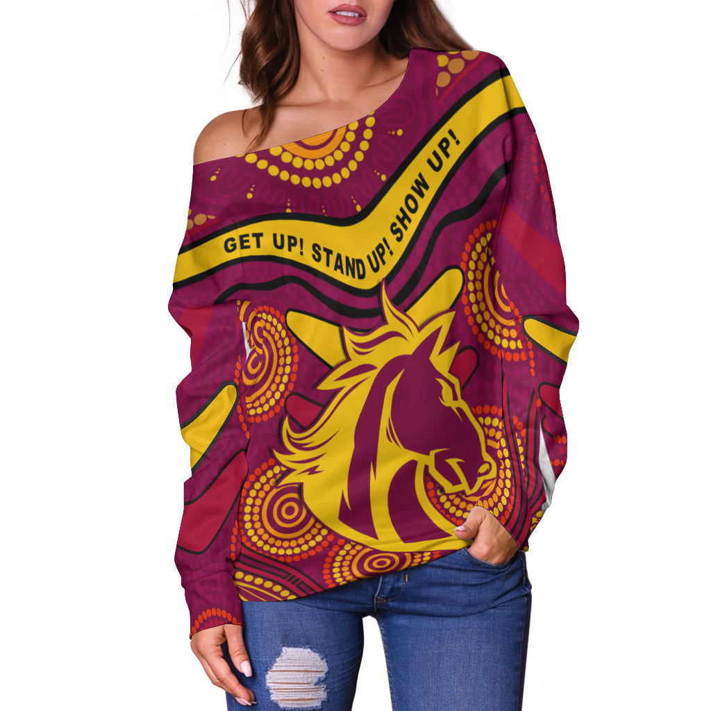 (Custom Personalised) Broncos NAIDOC Week 2022 Women Off Shoulder Sweater Aboriginal Get Up LT13