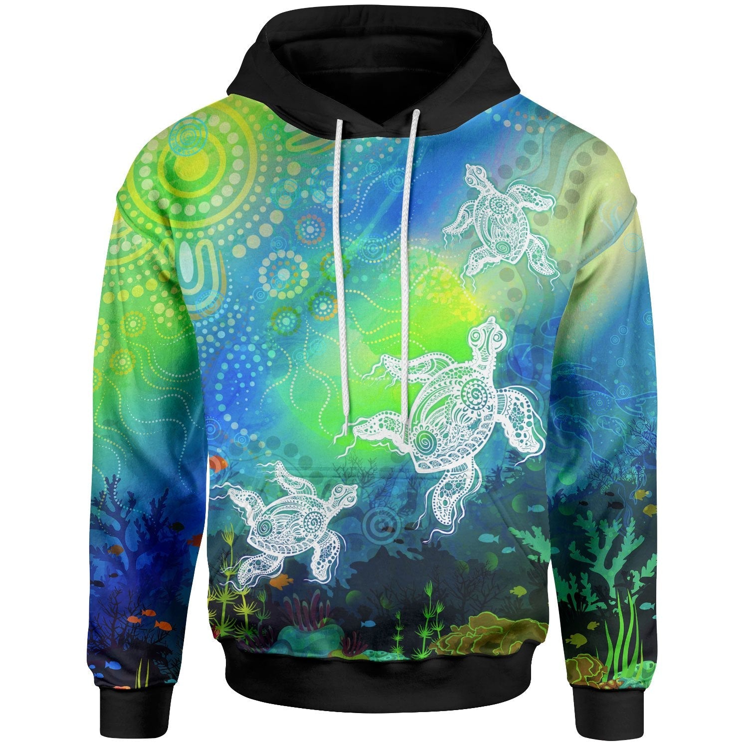 aboriginal-hoodie-indigenous-turtle-ocean-dot-painting-art