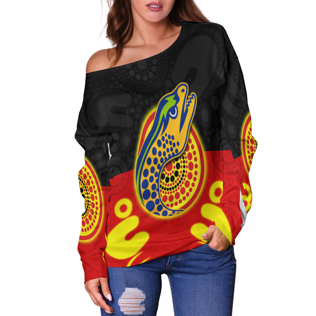 custom-personalised-eels-indigenous-off-shoulder-sweater-style-aboriginal-flag