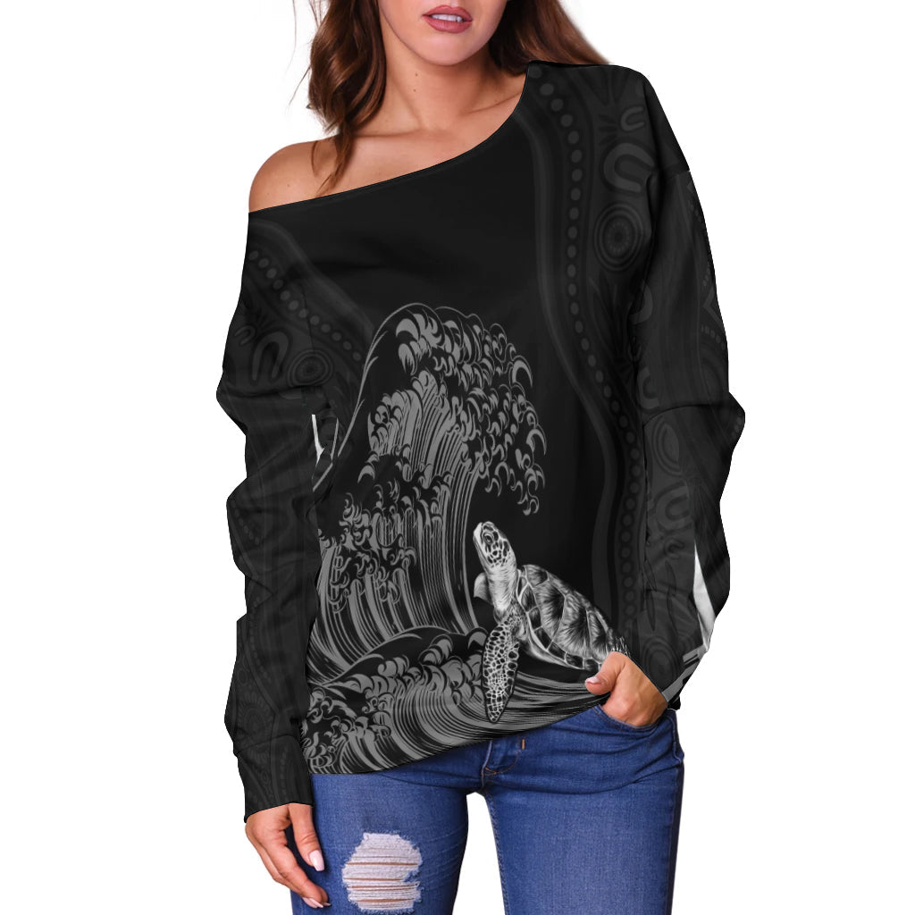 custom-personalised-torres-strait-islands-off-shoulder-sweater-the-dhari-mix-aboriginal-turtle-version-black