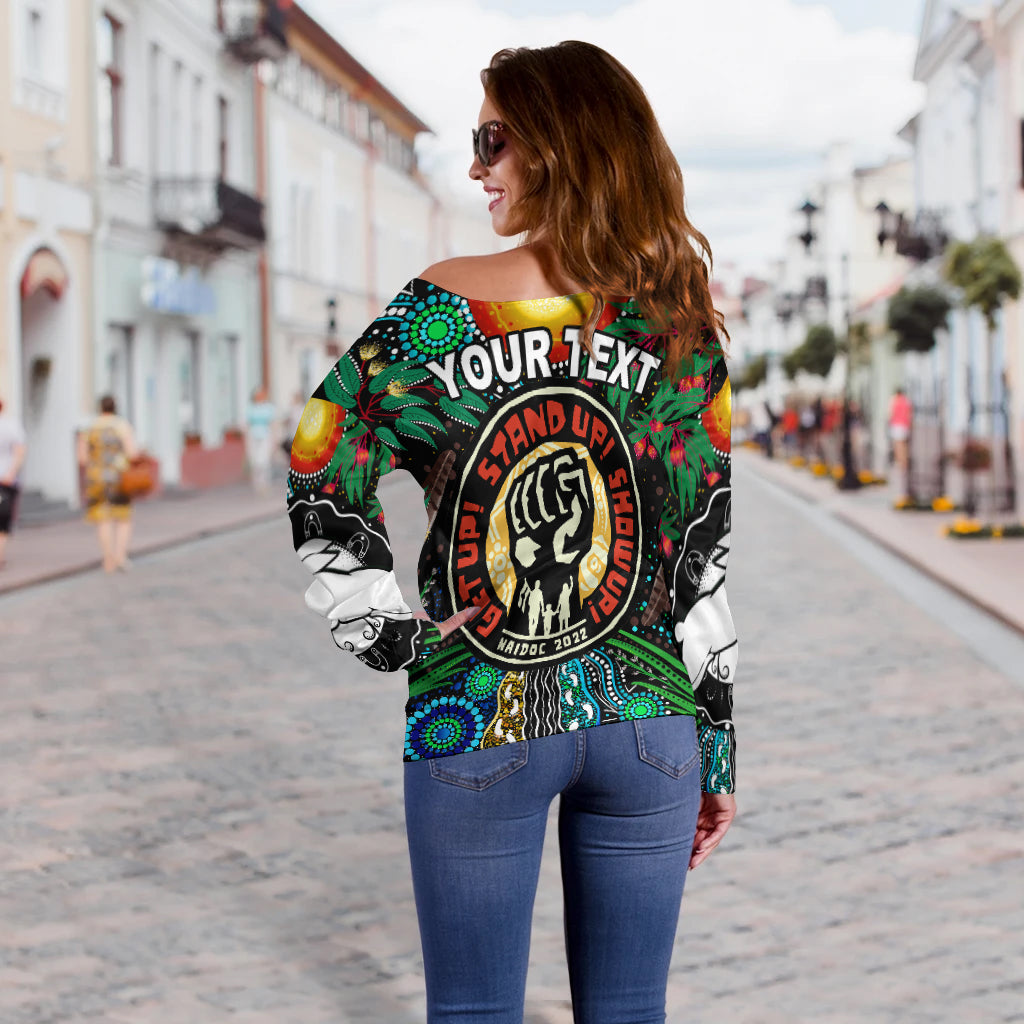 (Custom Personalised) Rabbitohs NAIDOC Week 2022 Women Off Shoulder Sweater Aboriginal Get Up LT13